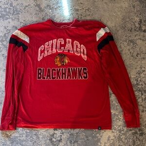 Chicago Blackhawks long sleeve 47 Brand Red Graphic Tee